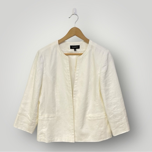 TALBOTS CLASSIC LINEN BLAZER- LINED Sz 12 - Picture 2 of 11
